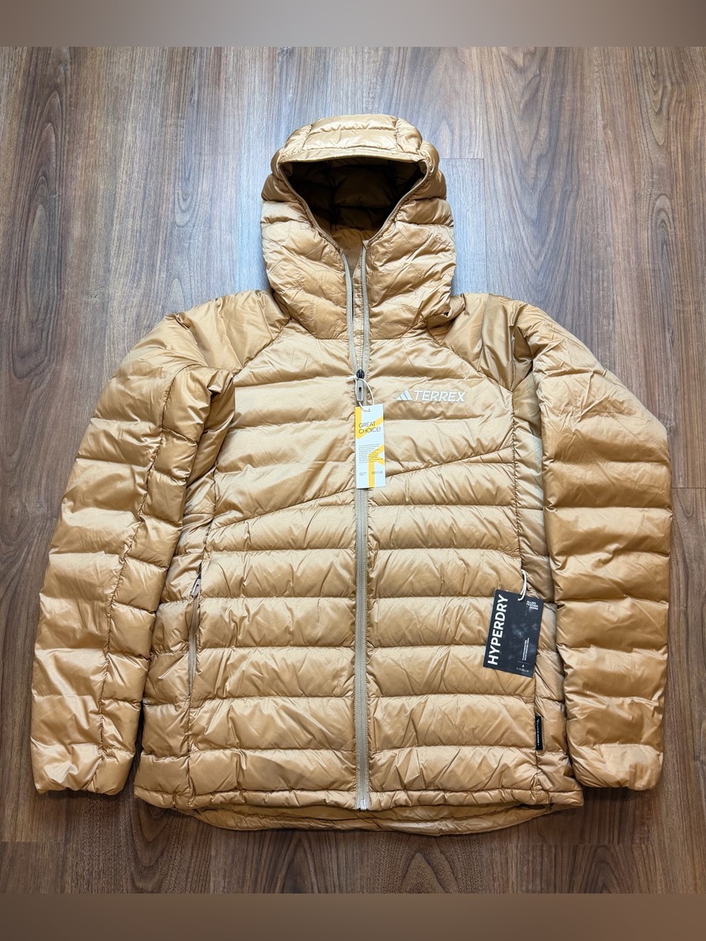 NEW adidas Terrex XPR Xperior Down Puffer Jacket Tan JL5561 Men’s Medium $250